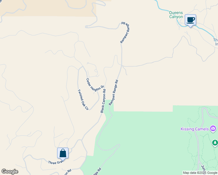 map of restaurants, bars, coffee shops, grocery stores, and more near 3455 Black Canyon Road in Colorado Springs