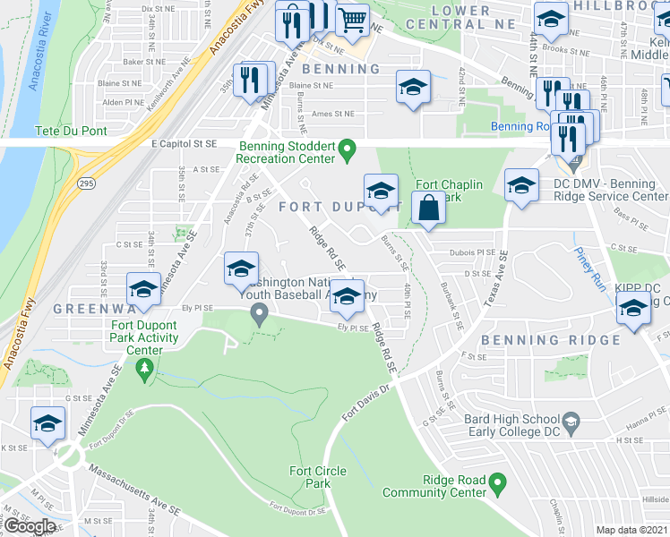 map of restaurants, bars, coffee shops, grocery stores, and more near 101 Independence Avenue Southeast in Washington