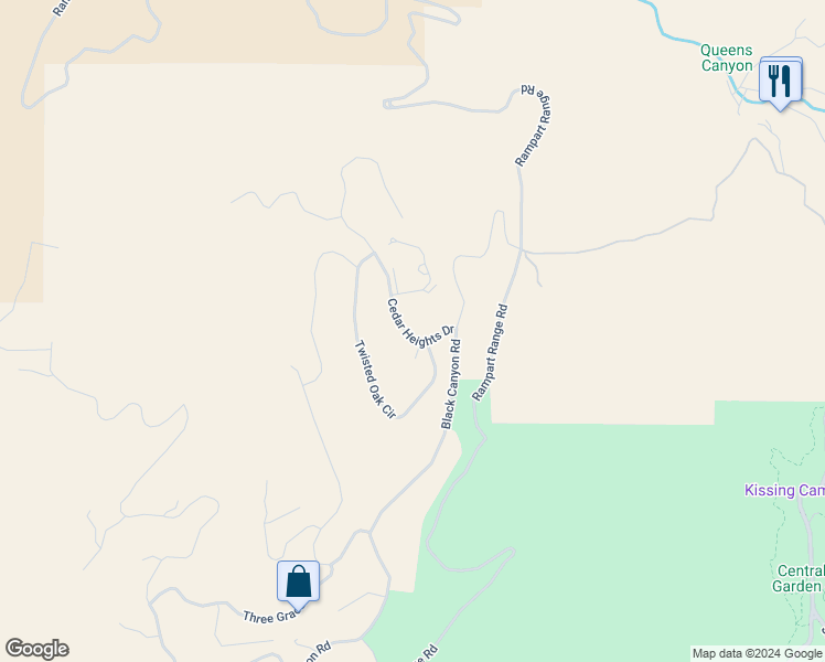 map of restaurants, bars, coffee shops, grocery stores, and more near 4255 Cedar Heights Drive in Colorado Springs