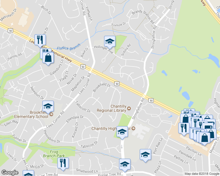 map of restaurants, bars, coffee shops, grocery stores, and more near 4049 Carbury Court in Chantilly