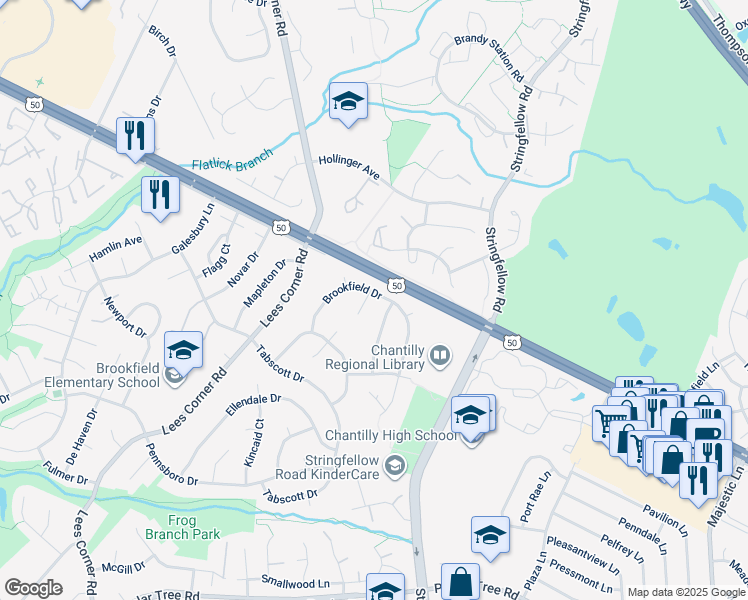 map of restaurants, bars, coffee shops, grocery stores, and more near 4049 Carbury Court in Chantilly