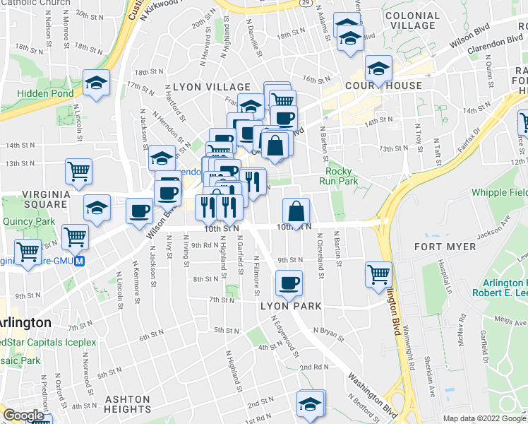 map of restaurants, bars, coffee shops, grocery stores, and more near 101 Independence Avenue Southeast in Washington