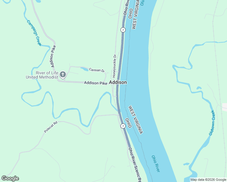 map of restaurants, bars, coffee shops, grocery stores, and more near 27 Henson Road in Gallipolis