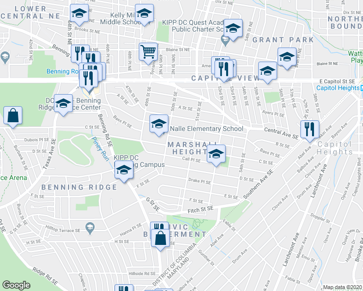 map of restaurants, bars, coffee shops, grocery stores, and more near 101 Independence Avenue Southeast in Washington
