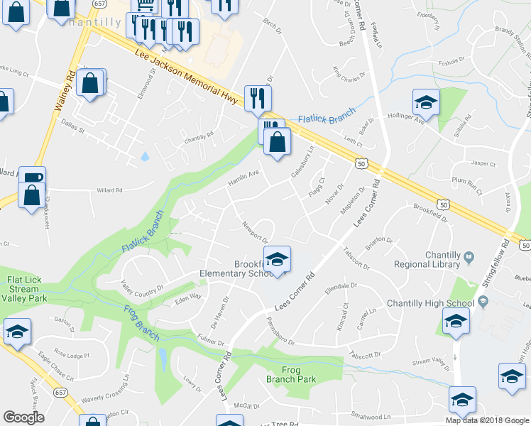 map of restaurants, bars, coffee shops, grocery stores, and more near 13750 Penwith Court in Chantilly