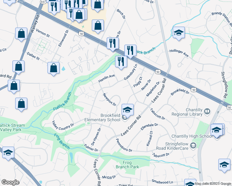 map of restaurants, bars, coffee shops, grocery stores, and more near 13750 Penwith Court in Chantilly