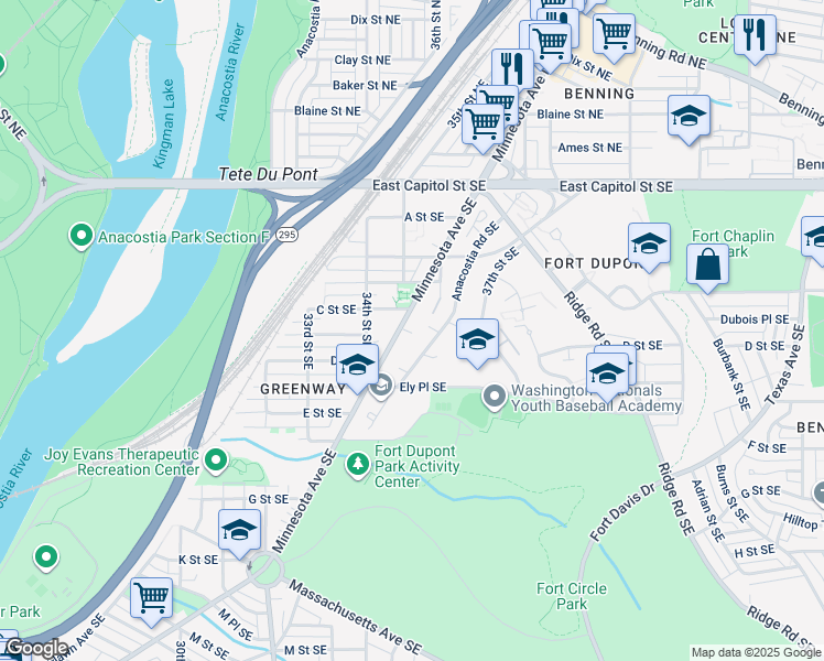 map of restaurants, bars, coffee shops, grocery stores, and more near 101 Independence Avenue Southeast in Washington