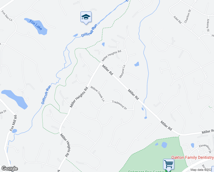 map of restaurants, bars, coffee shops, grocery stores, and more near 3109 Whimbrell Court in Oakton