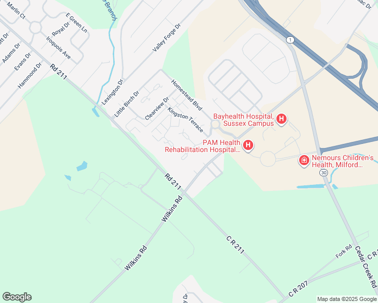 map of restaurants, bars, coffee shops, grocery stores, and more near 107 Barksdale Court in Milford