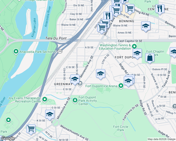 map of restaurants, bars, coffee shops, grocery stores, and more near 101 Independence Avenue Southeast in Washington