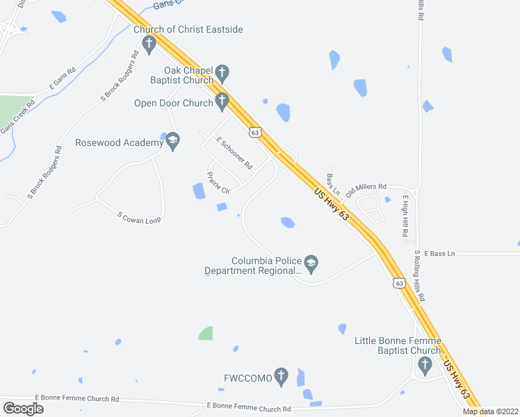 map of restaurants, bars, coffee shops, grocery stores, and more near 4747 East Meyer Industrial Drive in Columbia