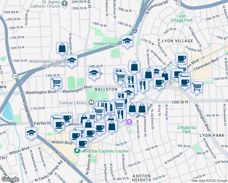 map of restaurants, bars, coffee shops, grocery stores, and more near 101 Independence Avenue Southeast in Washington
