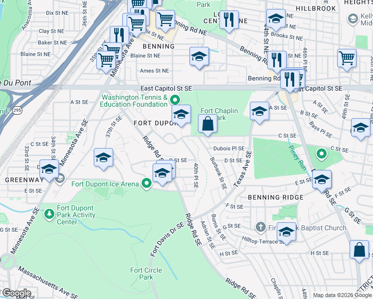 map of restaurants, bars, coffee shops, grocery stores, and more near 101 Independence Avenue Southeast in Washington