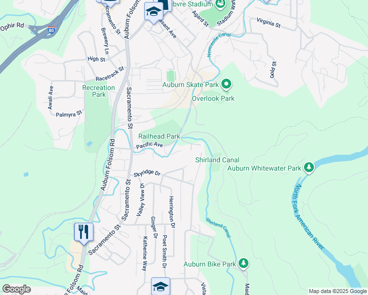 map of restaurants, bars, coffee shops, grocery stores, and more near 170 Portland Avenue in Auburn