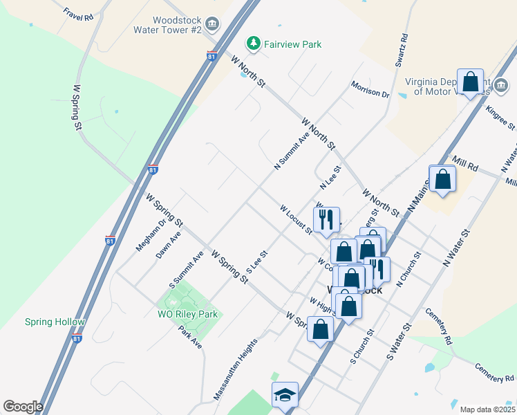 map of restaurants, bars, coffee shops, grocery stores, and more near 520 West Court Street in Woodstock