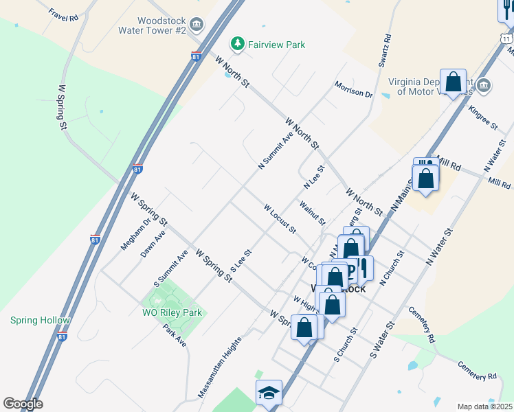 map of restaurants, bars, coffee shops, grocery stores, and more near 515 West Locust Street in Woodstock