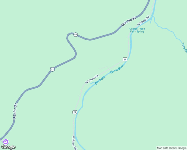 map of restaurants, bars, coffee shops, grocery stores, and more near Whitmer Road in Harman