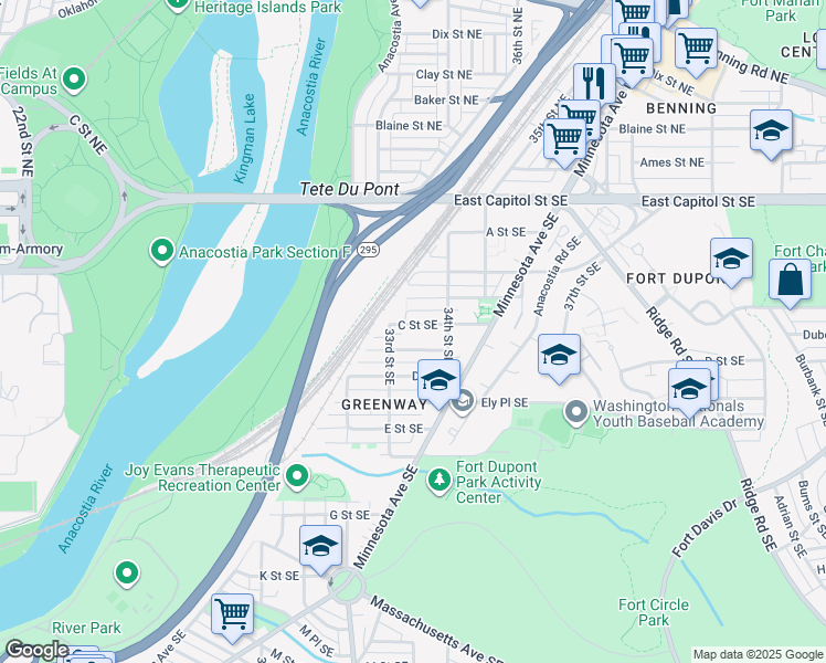 map of restaurants, bars, coffee shops, grocery stores, and more near 101 Independence Avenue Southeast in Washington