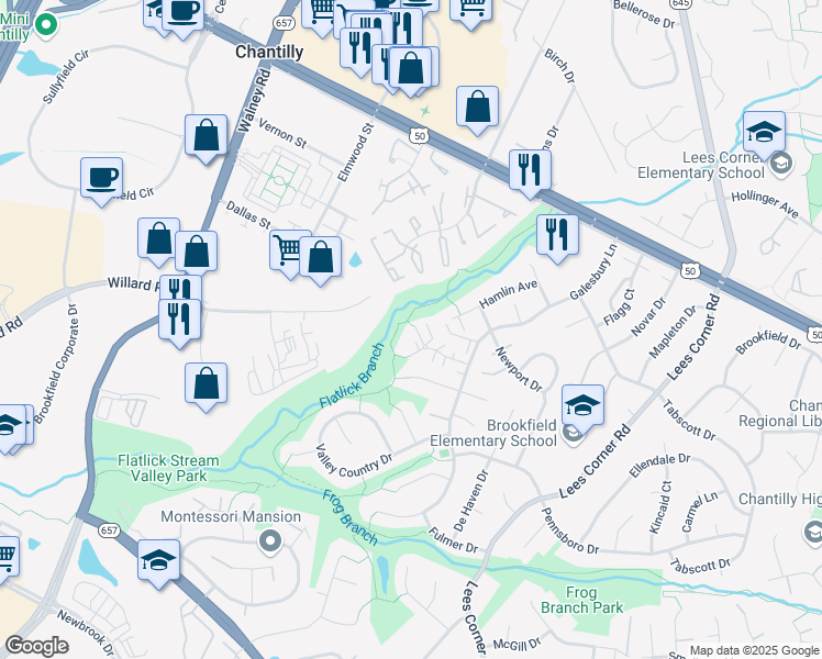 map of restaurants, bars, coffee shops, grocery stores, and more near 13866 Constitution Court in Chantilly