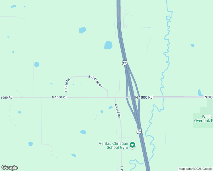 map of restaurants, bars, coffee shops, grocery stores, and more near 1006 East 1292nd Road in Lawrence
