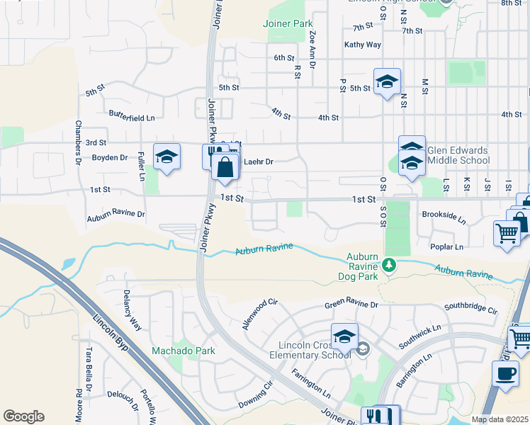 map of restaurants, bars, coffee shops, grocery stores, and more near 1685 1st Street in Lincoln