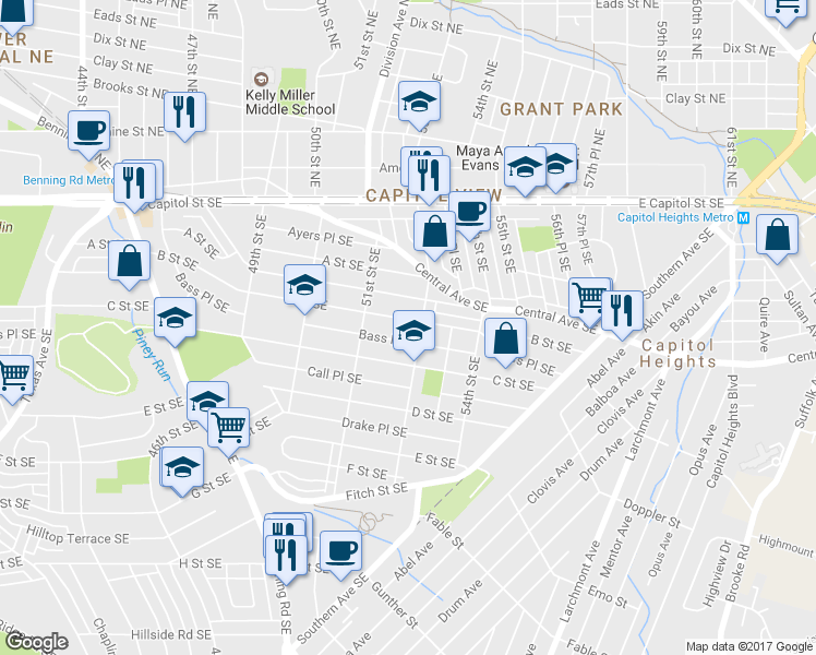 map of restaurants, bars, coffee shops, grocery stores, and more near 101 Independence Avenue Southeast in Washington
