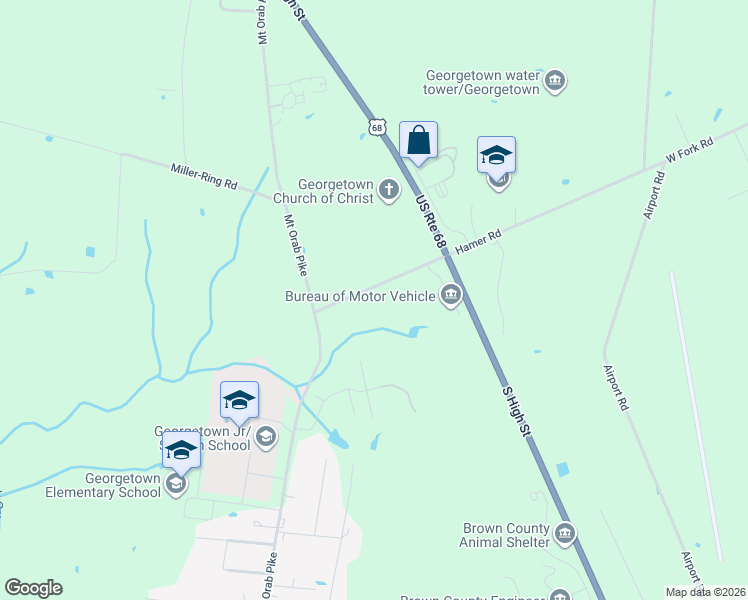 map of restaurants, bars, coffee shops, grocery stores, and more near 76 Hamer Rd in Georgetown