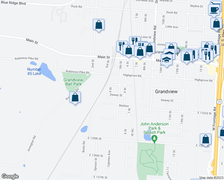 map of restaurants, bars, coffee shops, grocery stores, and more near 13123 4 Street in Grandview