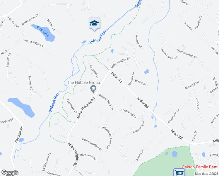 map of restaurants, bars, coffee shops, grocery stores, and more near 3108 Whimbrell Court in Oakton