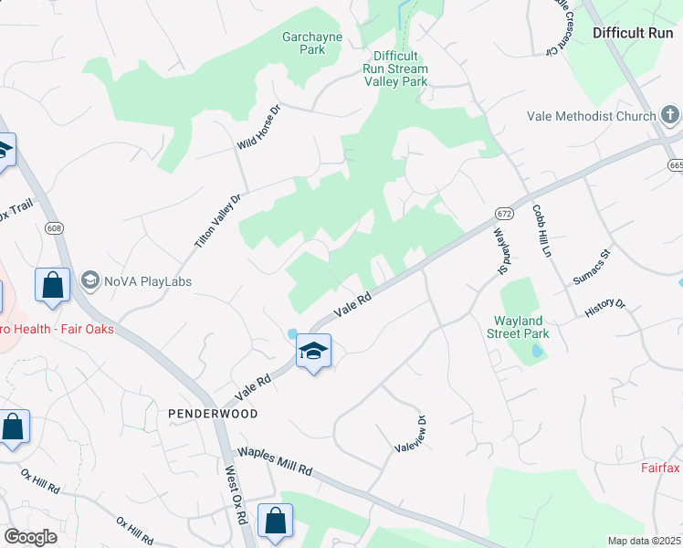 map of restaurants, bars, coffee shops, grocery stores, and more near 3409 Hickory Hills Drive in Oakton