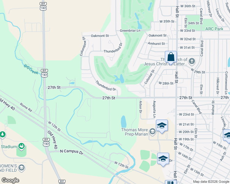 map of restaurants, bars, coffee shops, grocery stores, and more near 2715-2793 Thunderbird Dr in Hays