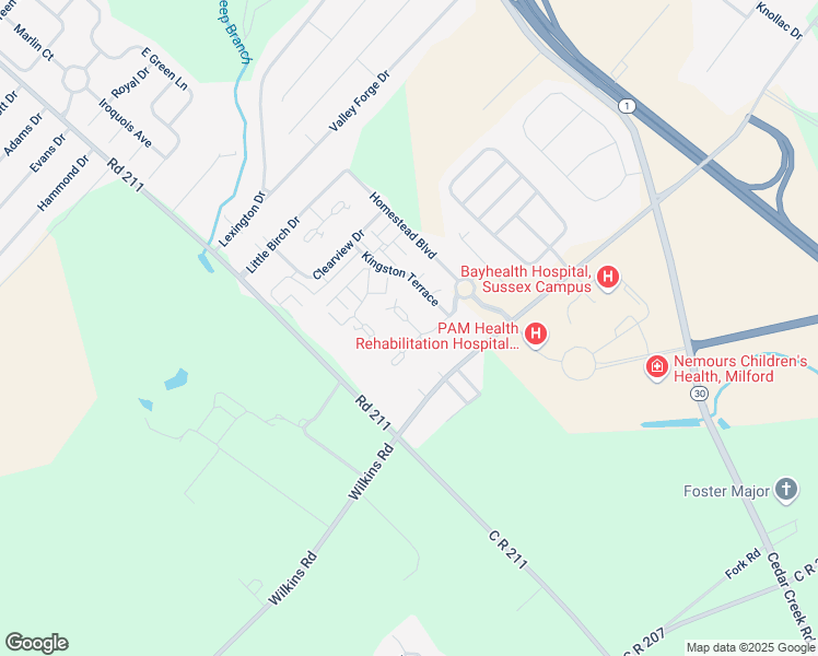 map of restaurants, bars, coffee shops, grocery stores, and more near 107 Barksdale Court in Milford