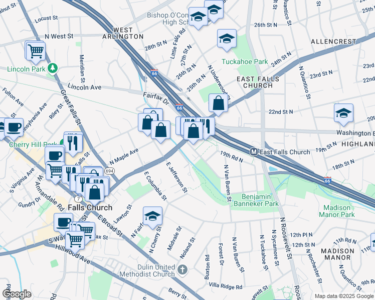 map of restaurants, bars, coffee shops, grocery stores, and more near 101 Independence Avenue Southeast in Washington