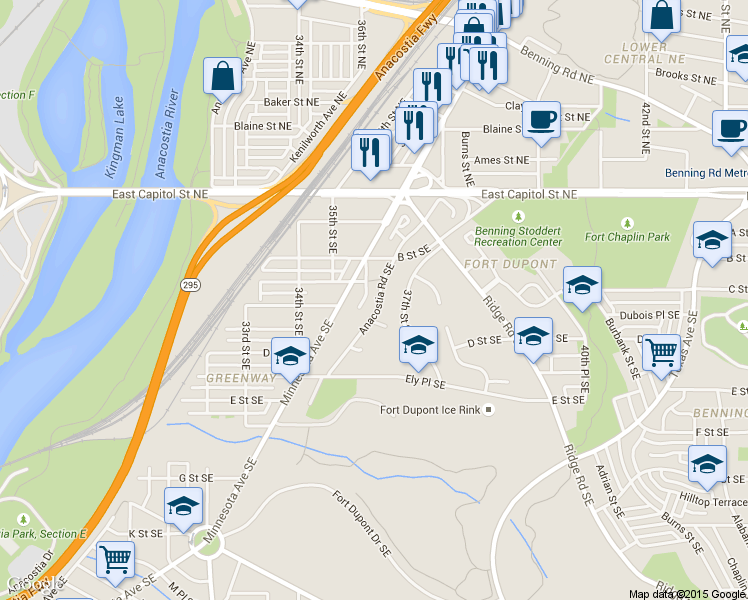 map of restaurants, bars, coffee shops, grocery stores, and more near 101 Independence Avenue Southeast in Washington