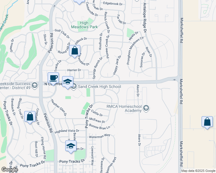 map of restaurants, bars, coffee shops, grocery stores, and more near 7305 Bonnie Brae Lane in Colorado Springs