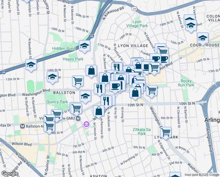 map of restaurants, bars, coffee shops, grocery stores, and more near 101 Independence Avenue Southeast in Washington