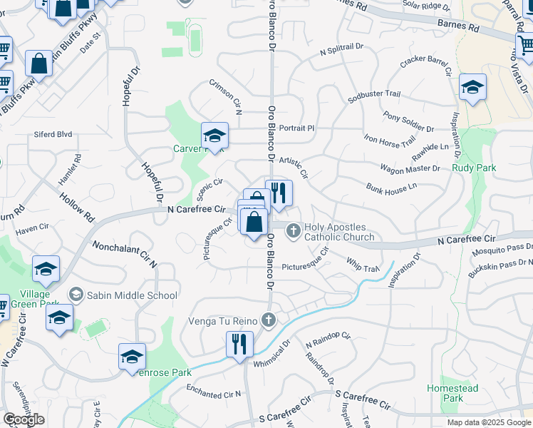 map of restaurants, bars, coffee shops, grocery stores, and more near in Colorado Springs