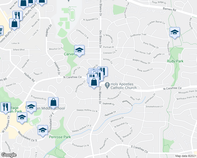 map of restaurants, bars, coffee shops, grocery stores, and more near in Colorado Springs