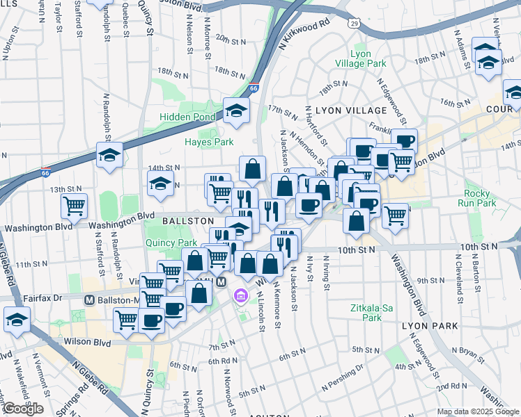 map of restaurants, bars, coffee shops, grocery stores, and more near 101 Independence Avenue Southeast in Washington