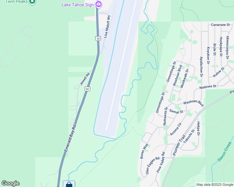 map of restaurants, bars, coffee shops, grocery stores, and more near 3381 Panorama Drive in South Lake Tahoe