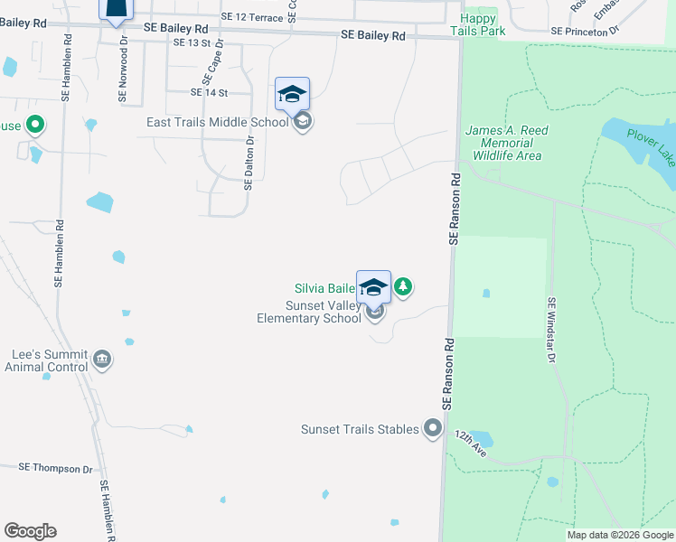 map of restaurants, bars, coffee shops, grocery stores, and more near 1800 Southeast Ranson Road in Lee's Summit