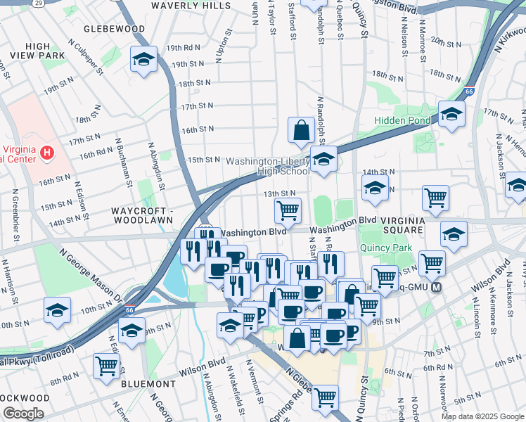 map of restaurants, bars, coffee shops, grocery stores, and more near 101 Independence Avenue Southeast in Washington