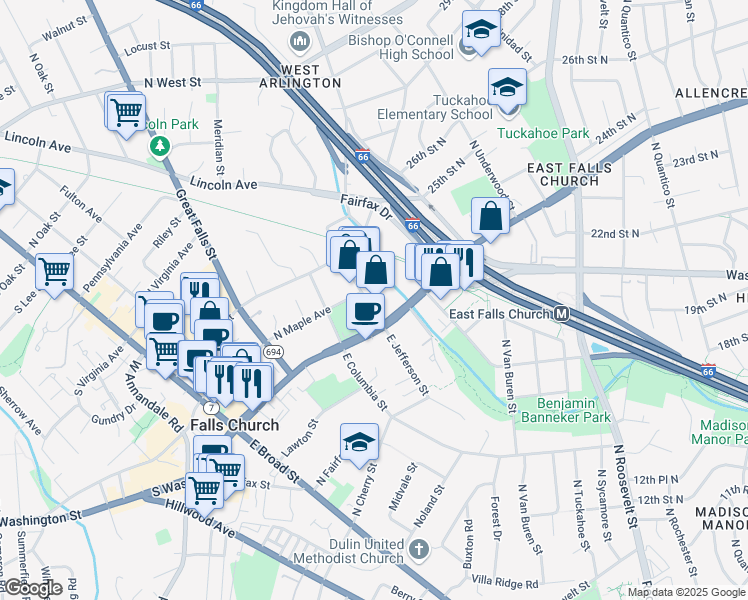 map of restaurants, bars, coffee shops, grocery stores, and more near 101 Independence Avenue Southeast in Washington