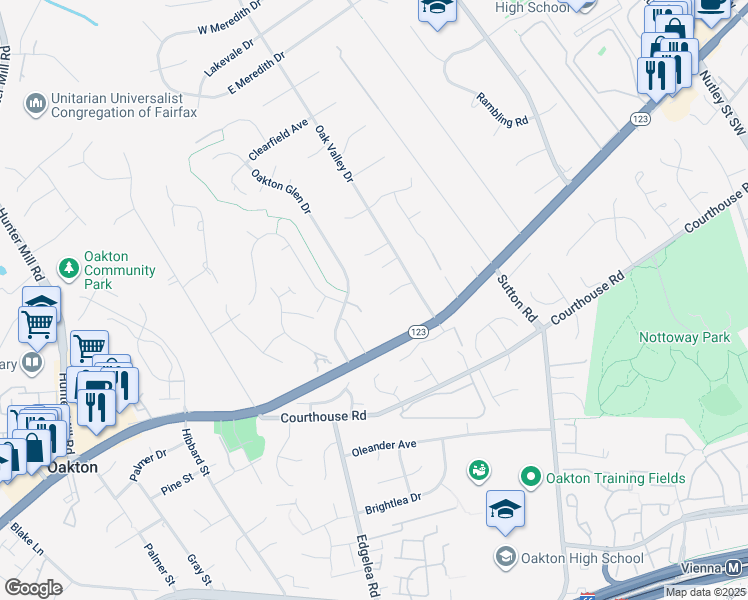 map of restaurants, bars, coffee shops, grocery stores, and more near 2758 Chain Bridge Road in Vienna