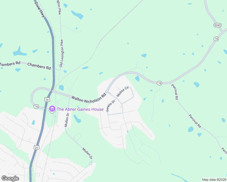 map of restaurants, bars, coffee shops, grocery stores, and more near 293 Walton Nicholson Road in Walton