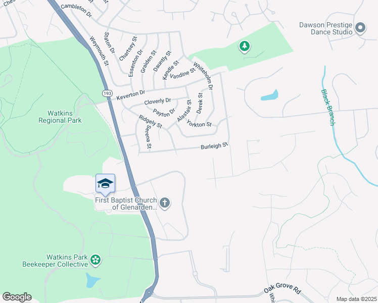map of restaurants, bars, coffee shops, grocery stores, and more near 13107 Burleigh Street in Upper Marlboro