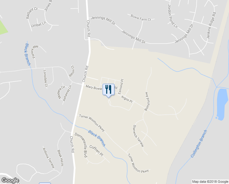 map of restaurants, bars, coffee shops, grocery stores, and more near 15003 Mary Bowie Parkway in Upper Marlboro