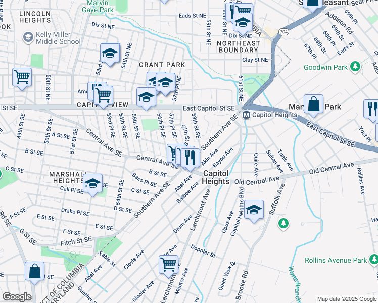map of restaurants, bars, coffee shops, grocery stores, and more near 80 57th Place Southeast in Washington