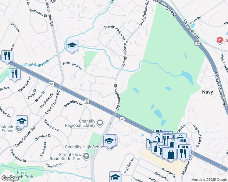 map of restaurants, bars, coffee shops, grocery stores, and more near 13300 Jasper Road in Fairfax