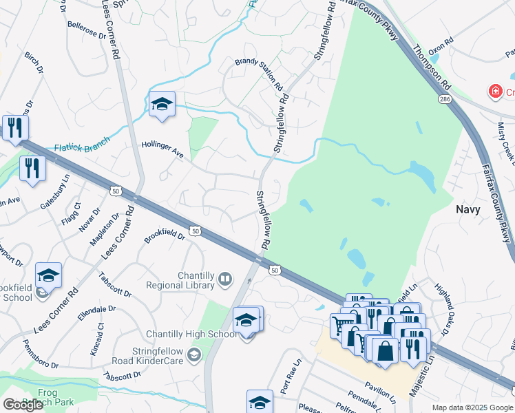map of restaurants, bars, coffee shops, grocery stores, and more near 13300 Jasper Road in Fairfax